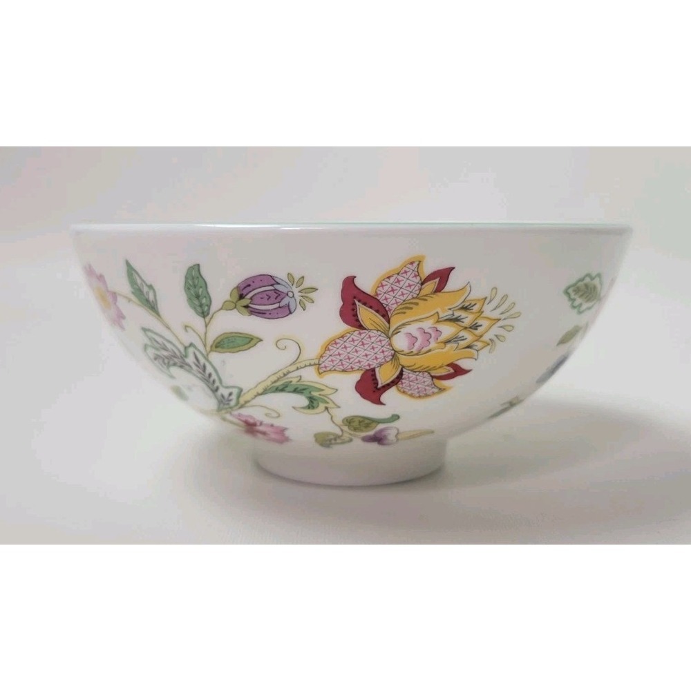Minton Haddon Hall‎ Floral Chintz Footed Cranberry Bowl 5 5/8"